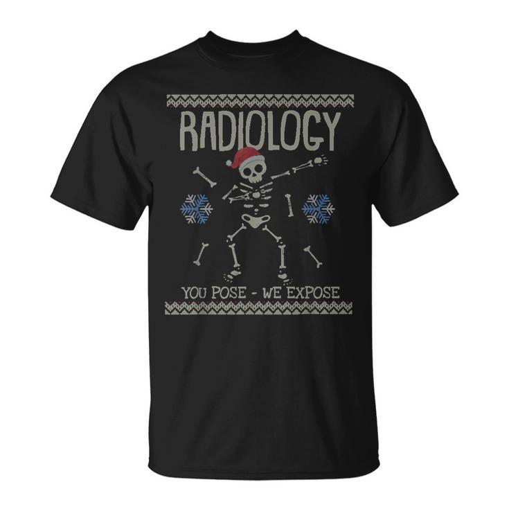 Ugly Christmas Sweater Radiology Pose Expose Skeleton T-Shirt