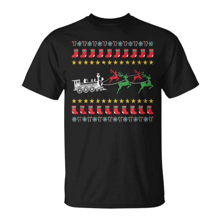 Ugly Christmas Sweater For Model Train Lover T-Shirt
