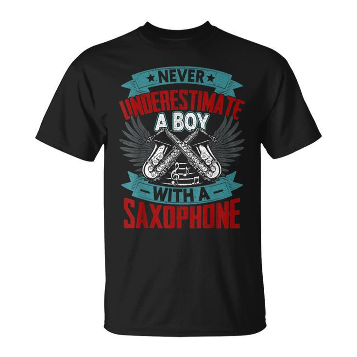 Never Underestimate A Boy With A Saxophone T-Shirt