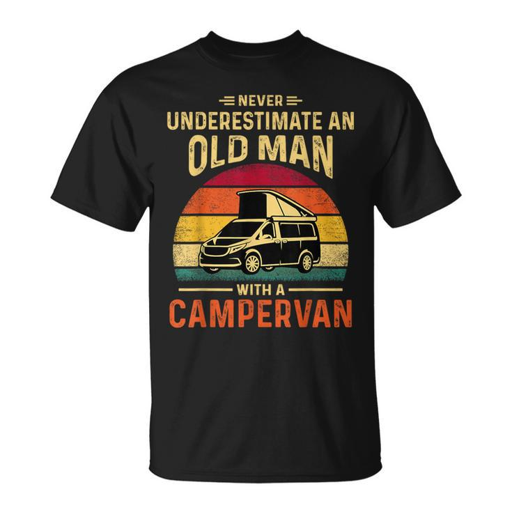 Never Underestimate An Fun Old Man With A Campervan T-Shirt