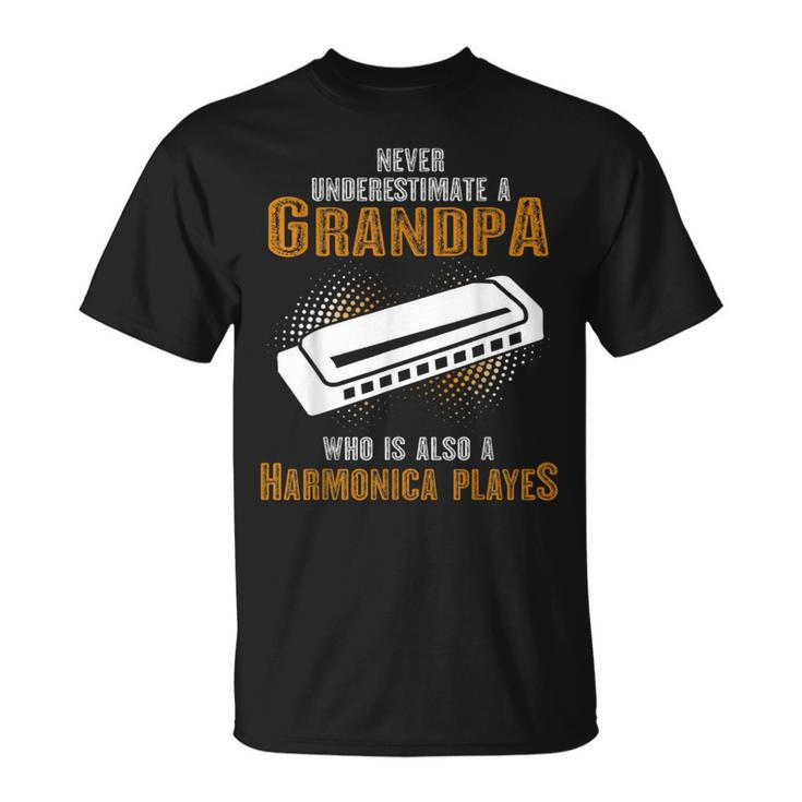 Never Underestimate Grandpa Who Is Also A Harmonica Player T-Shirt