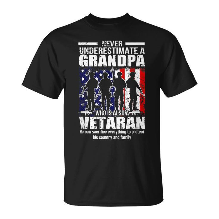 Never Underestimate Grandpa Who Is Also Veteran Grandpa T-Shirt