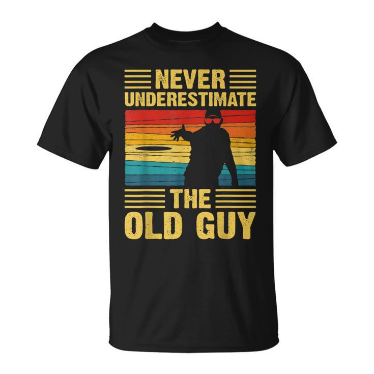 Never Underestimate The Old Guy Disc Golf Vintage T-Shirt