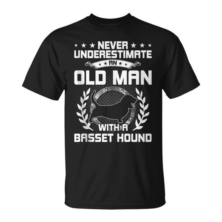 Never Underestimate An Old Man With A Basset Hound T-Shirt