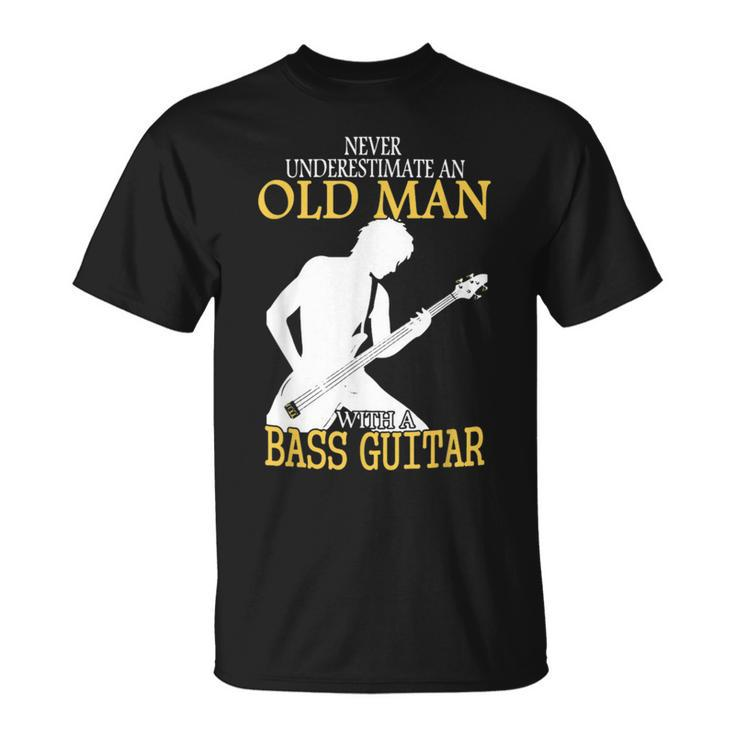 Never Underestimate An Old Man With A Bassio Guitar T-Shirt