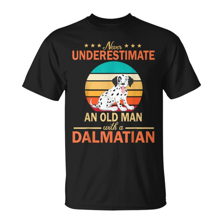 Never Underestimate An Old Man With A Dalmatian Dogs Father T-Shirt