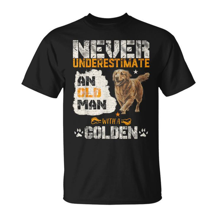 Never Underestimate An Old Man With A Golden Puppy Lover T-Shirt