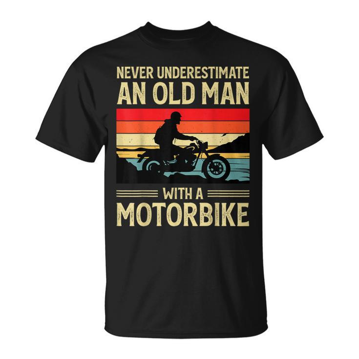 Never Underestimate An Old Man With A Motorbike Biker T-Shirt