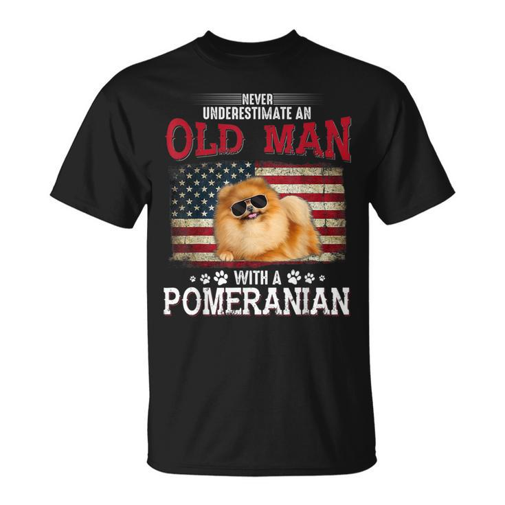 Never Underestimate An Old Man With A Pomeranian Costume T-Shirt