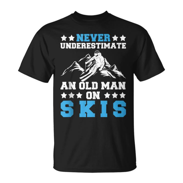 Never Underestimate An Old Man On Skis Skiing Lovers T-Shirt
