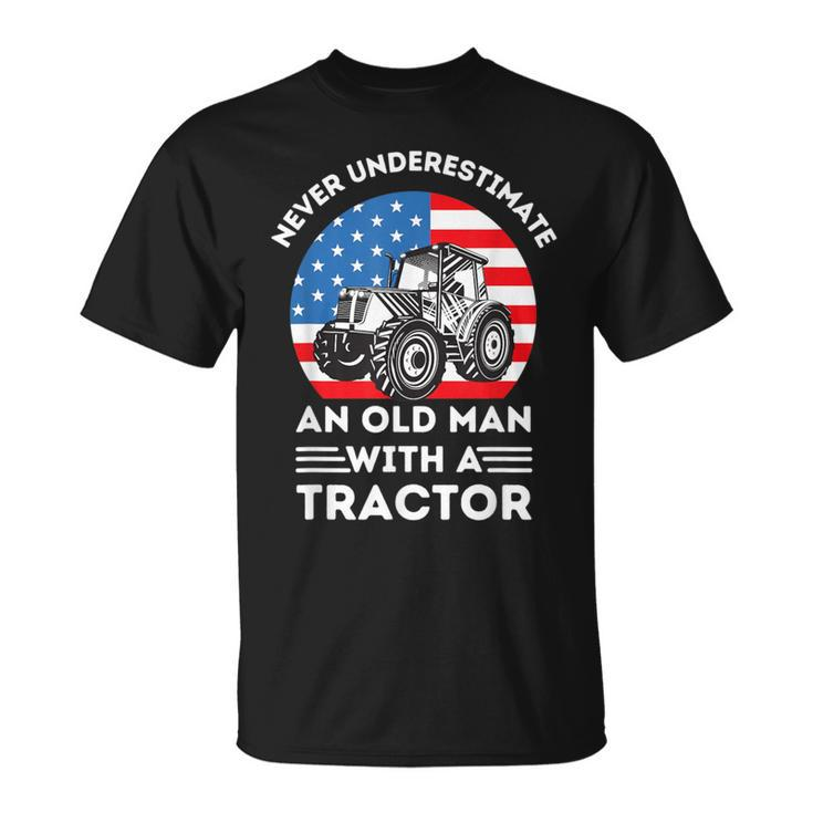 Never Underestimate An Old Man With A Tractor Retro Vintage T-Shirt