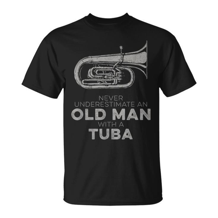 Never Underestimate An Old Man With A Tuba Vintage Novelty T-Shirt