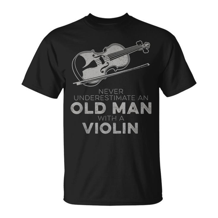 Never Underestimate An Old Man With A Violin Vintage Novelty T-Shirt