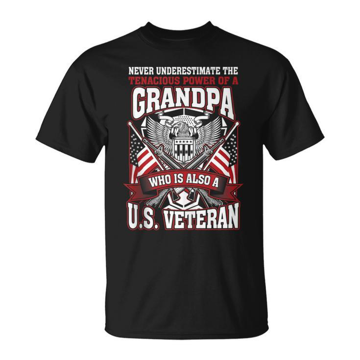 Never Underestimate US Veteran Grandpa Grandfather T-Shirt