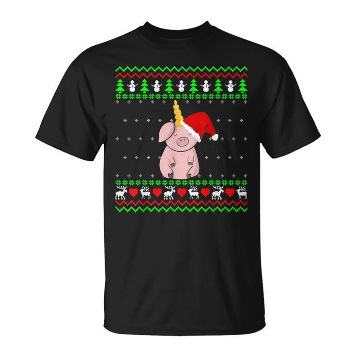 Unicorn Pig Ugly Christmas Sweater T-Shirt