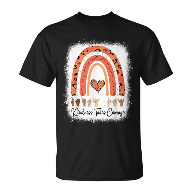Unity Day Hand Sign Be Kind Kindness Takes Courage Orange T-Shirt