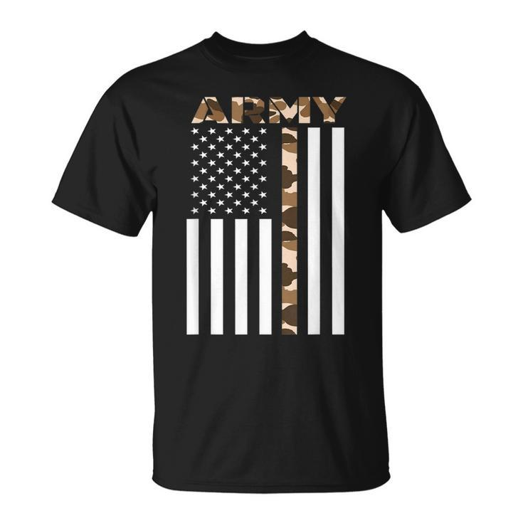 Us Army Flag Infantry Ranger  Camouflage Brown Unisex T-Shirt