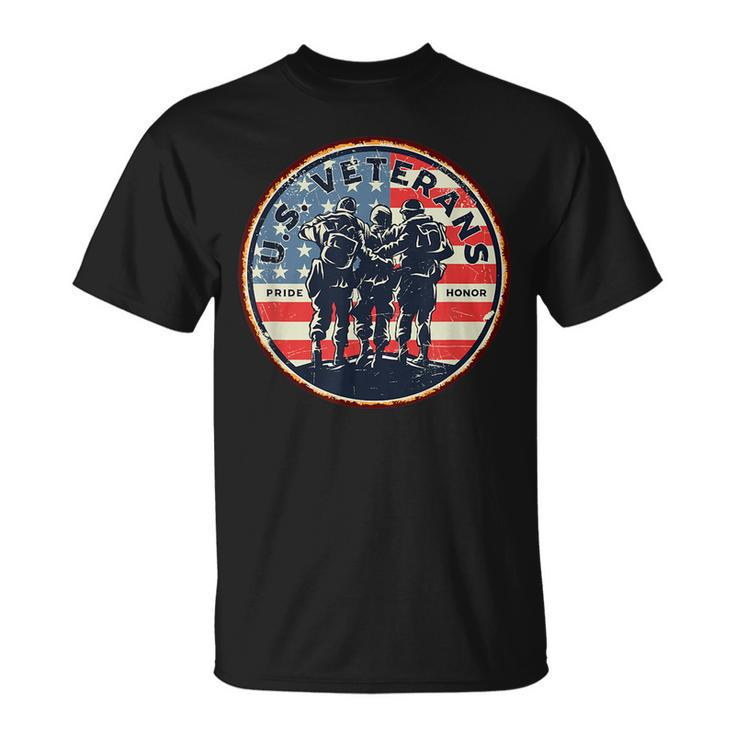 Us Army Veterans Pride Honor Military Us Flag Vintage Men  Unisex T-Shirt