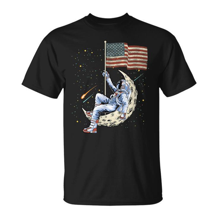 Us Flag Astronaut Space Independence Day 4Th Of July Unisex T-Shirt