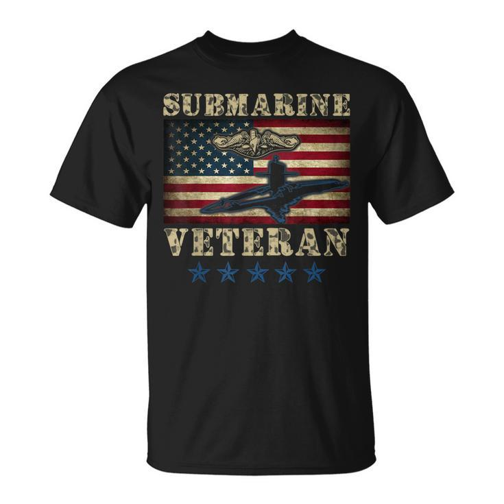 Us Navy Submarine Veteran Usa Flag Vintage Submariner Gift  Unisex T-Shirt