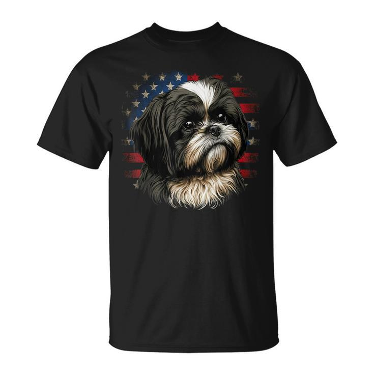Usa 4Th Of July Shih Tzu On Patriotic American Shih Tzu  Unisex T-Shirt
