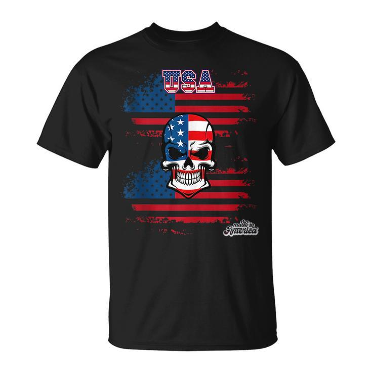 Usa American Flag Skull 4Th Of July Made In America Unisex T-Shirt