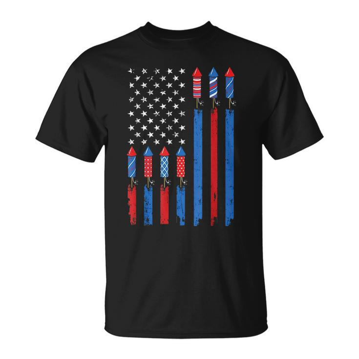 Usa Flag Fireworks Patriotic 4Th Of July America For Mens Patriotic Funny Gifts Unisex T-Shirt