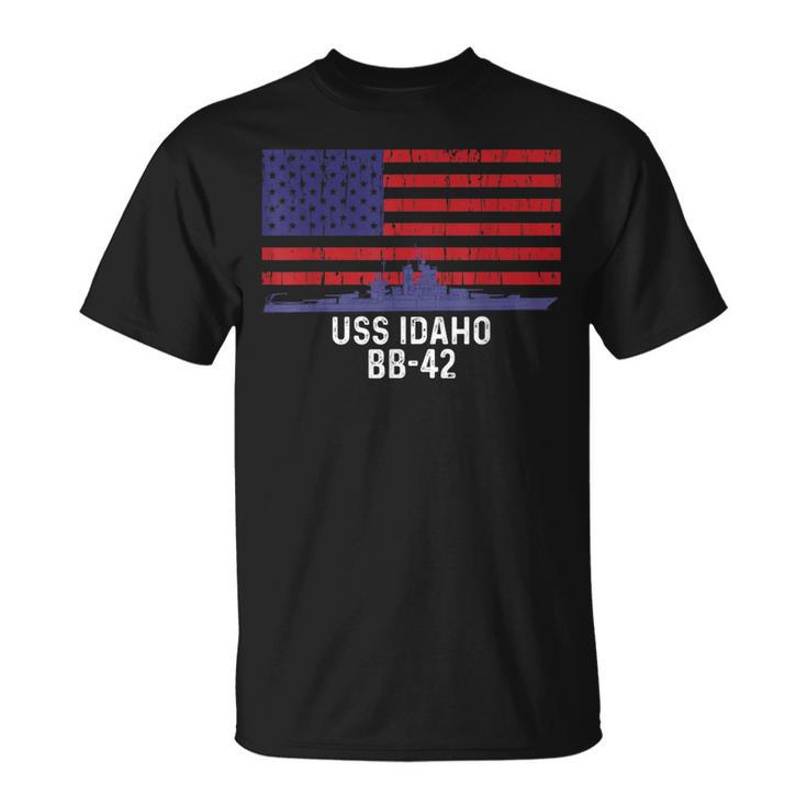 Uss Idaho Bb42 Battleship Vintage American Flag T-shirt