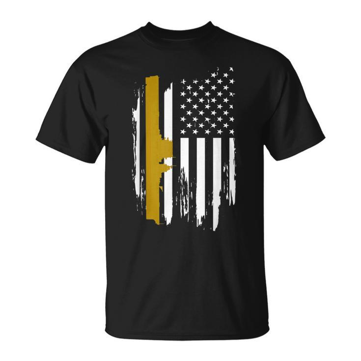 Uss Lexington Cv2 Aircraft Carrier American Flag T-shirt