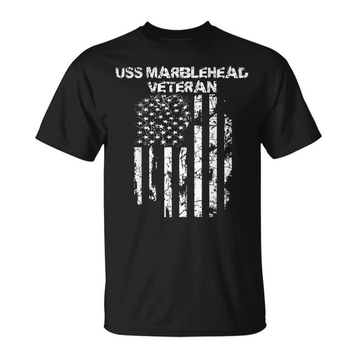Uss Marblehead Military Veteran Distressed Usa Flag T-Shirt