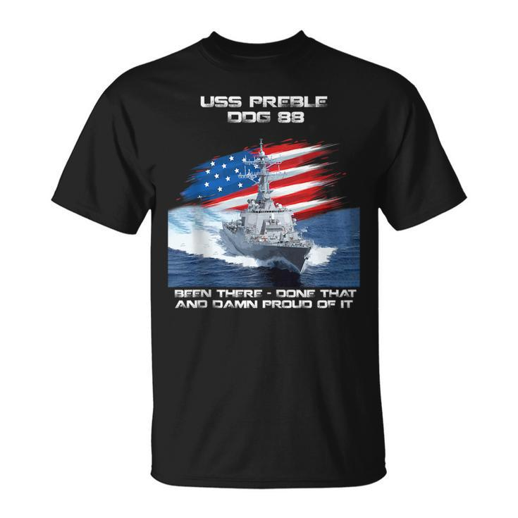 Uss Preble Ddg-88 Destroyer Ship Usa Flag Veteran Father Day T-shirt