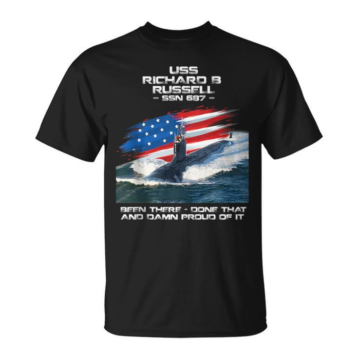 Uss Richard B Russell Ssn-687 American Flag Submarine T-shirt