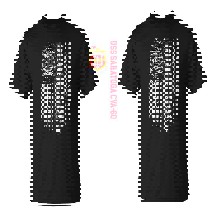 Uss Saratoga Cva60 American Flag  Unisex T-Shirt