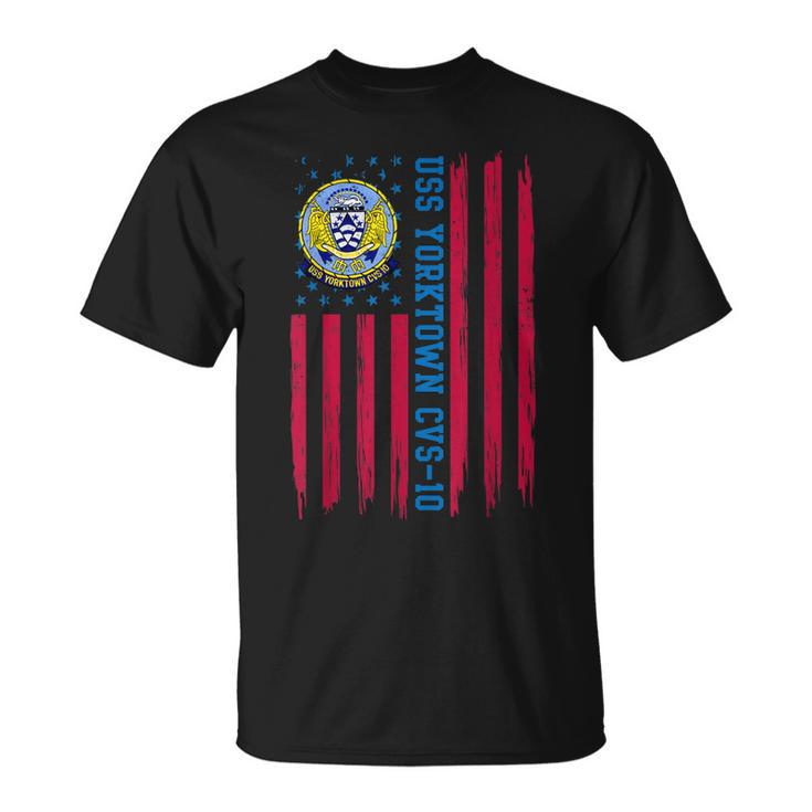 Uss Yorktown Cvs10 Usa Flag Aircraft Carrier Veteran Xmas  Unisex T-Shirt