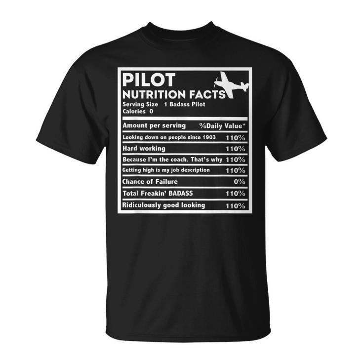 Veteran Pilot Nutrition Facts Gift For Dad Grandpa Plane  Unisex T-Shirt