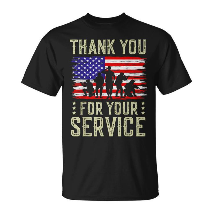Veteran Thank You For Your Service Us Flag Veterans Day T-Shirt