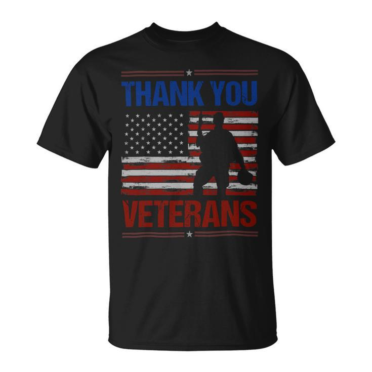 Veteran Vets Thank You Veterans Service Patriot Veteran Day American Flag 3 Veterans Unisex T-Shirt