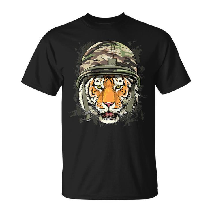 Veteran Vets Tiger Soldier Veteran Army Tiger Safari Animal Lover 372 Veterans Unisex T-Shirt