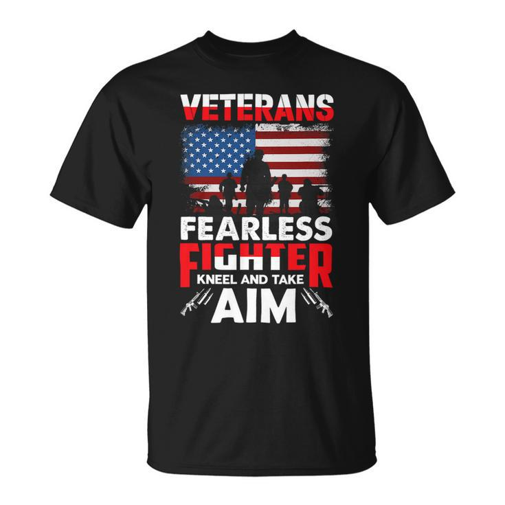 Veteran Vets Us Army Veteran Gifts Kneel American Flag Military Tee Gift Veterans Unisex T-Shirt