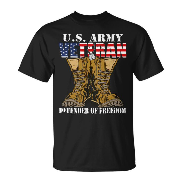 Veteran Vets Us Flag Us Army Veteran Defender Of Freedom Veterans Unisex T-Shirt