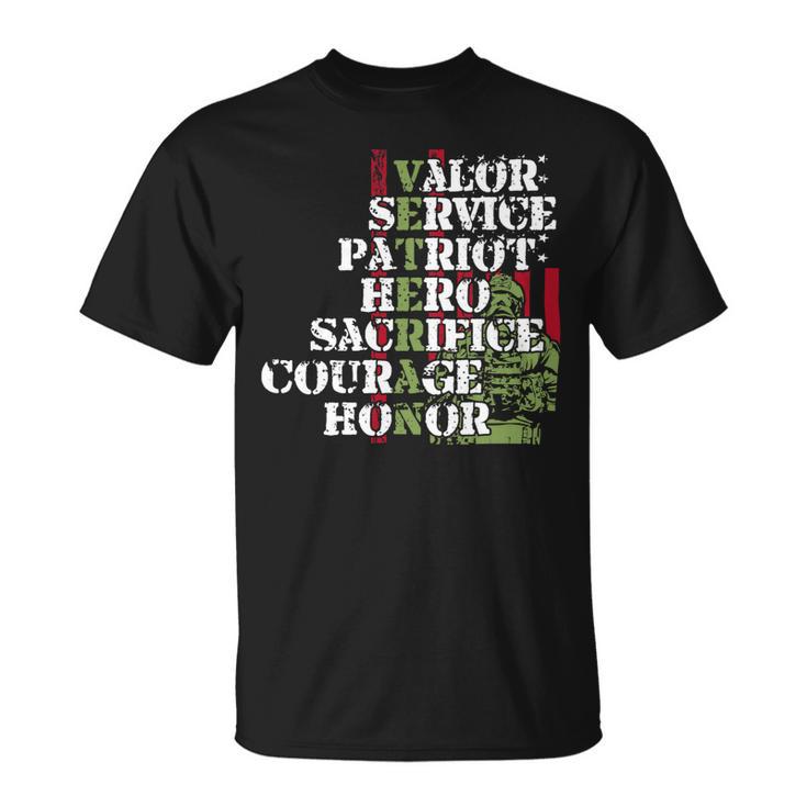 Veteran Vets Valor Service Patriot Hero Sacrifice Courage Honor 68 Veterans Unisex T-Shirt