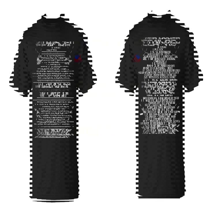 Veterans Creed Im A Veteran  Proud Veterans Day  Unisex T-Shirt