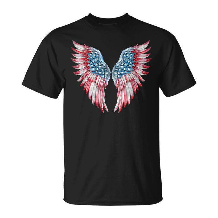 Veterans Day 4Th Of July Patriotic Wings Angel Usa Flag  Patriotic Funny Gifts Unisex T-Shirt