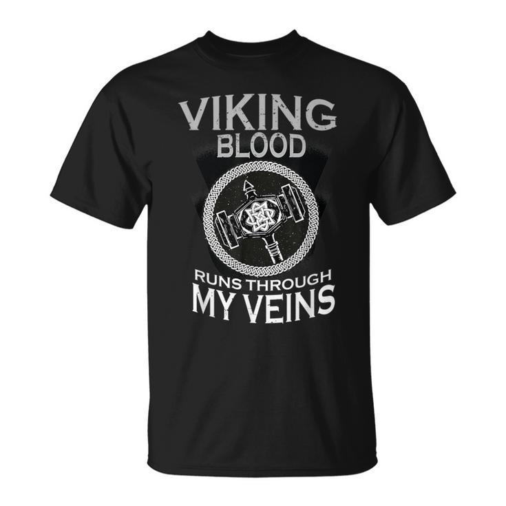 Viking Hammer Viking Blood Runs Through My Veins T-Shirt