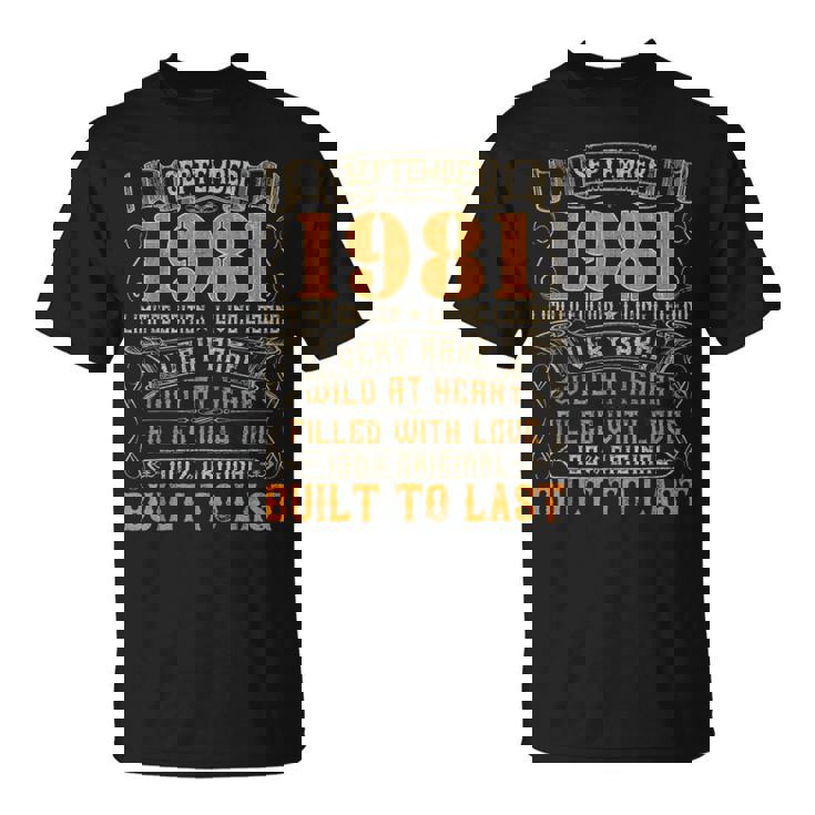 Vintage 1981 September Retro Born In 1981 Birthday T-Shirt