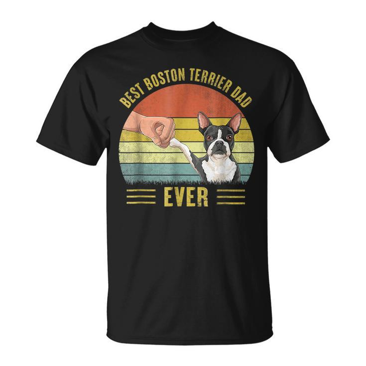 Vintage Best Boston Terrier Dad Ever Fist Bump Fathers Day  Unisex T-Shirt