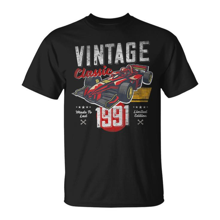 Vintage Born 1991 30Th Birthday Classic Retro Race Car Unisex T-Shirt