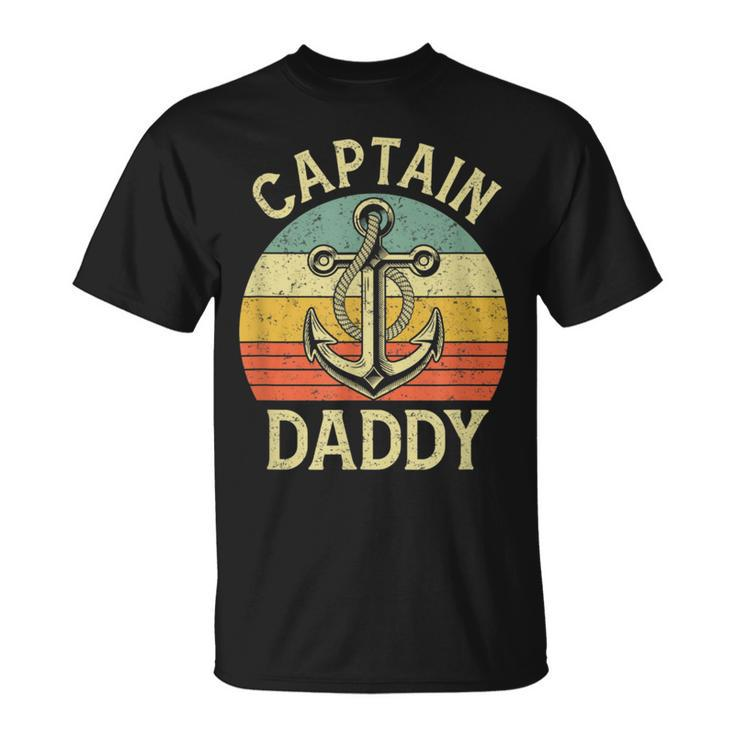 Vintage Captain Daddy Boat Pontoon Dad Fishing Sailor Anchor  Unisex T-Shirt