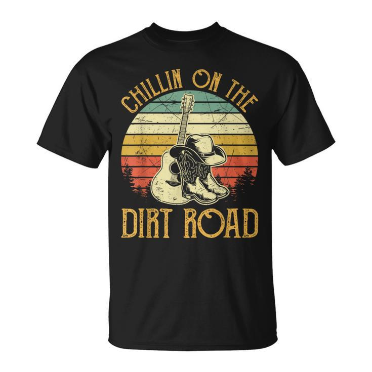 Vintage Chillin On The Dirt Road Retro Country Music Western T-Shirt