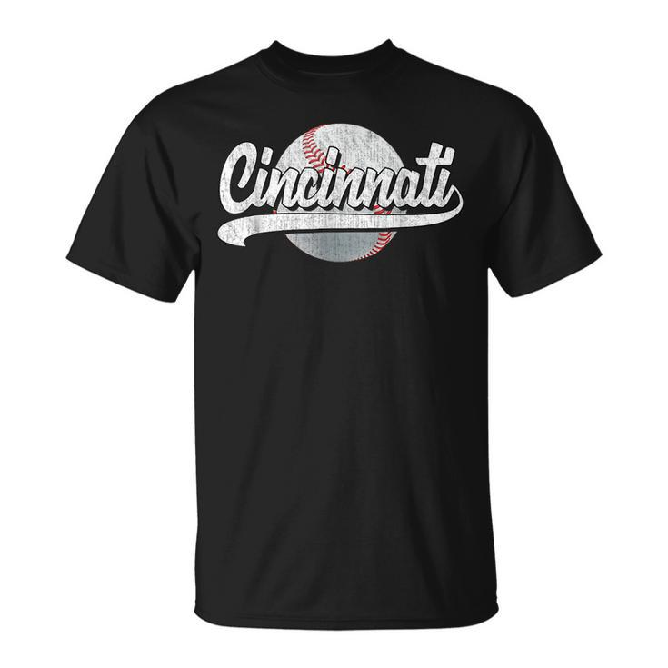 Vintage Cincinnati Graphic Funny Baseball Lover Player Retro  Unisex T-Shirt
